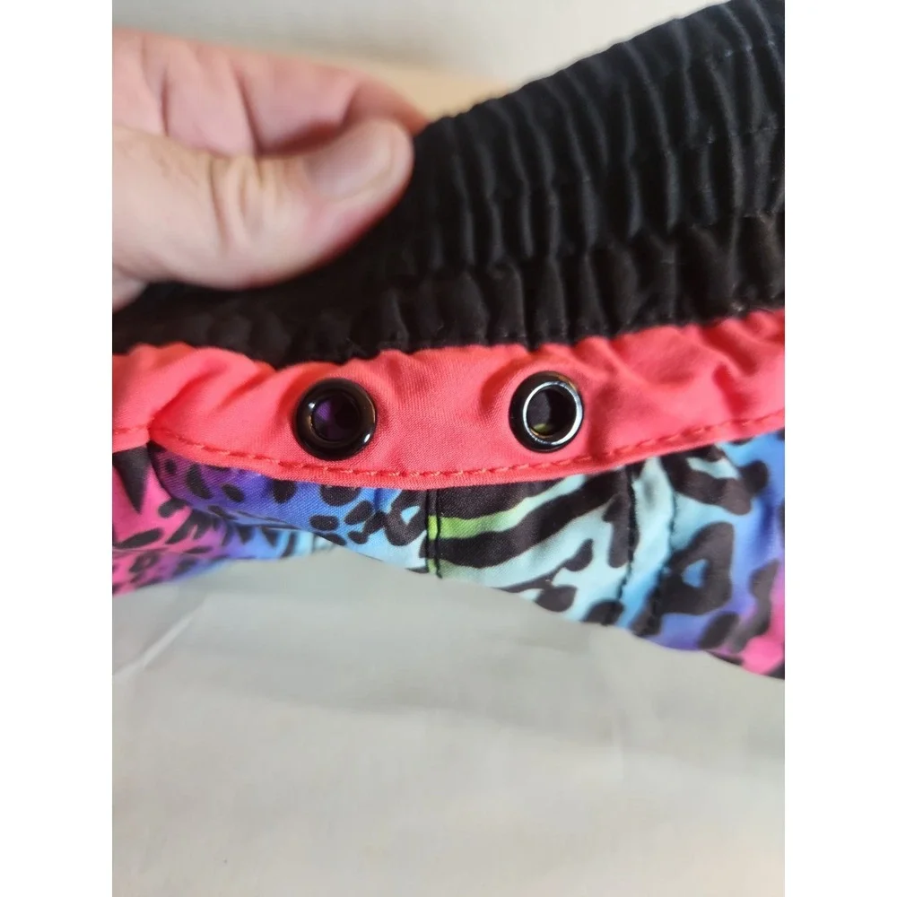 Roxy Y2K Neon Colorful Graphic Animal Print Micro Board Shorts Size 5